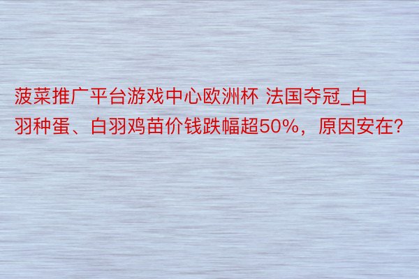 菠菜推广平台游戏中心欧洲杯 法国夺冠_白羽种蛋、白羽鸡苗价钱跌幅超50%，原因安在？