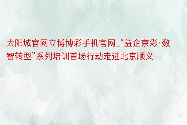 太阳城官网立博博彩手机官网_“益企京彩·数智转型”系列培训首场行动走进北京顺义